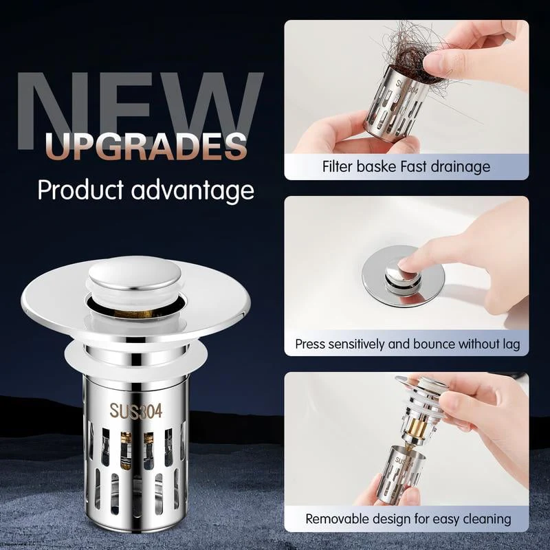 Universal Stainless Steel Drain Strainer - Anti-Clog Sink Stopper Fits 99% of Sink Holes - 50% OFF - Image 4